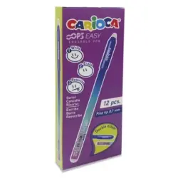 Carioca Oops Easy Boligrafo Borrable - Punta de Ø 0.7mm - Tinta Termo Sensible - Cuerpo con Efecto Degradado - Doble Goma - Colo
