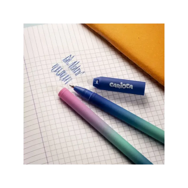Carioca Oops Easy Boligrafo Borrable - Punta de Ø 0.7mm - Tinta Termo Sensible - Cuerpo con Efecto Degradado - Doble Goma - Colo