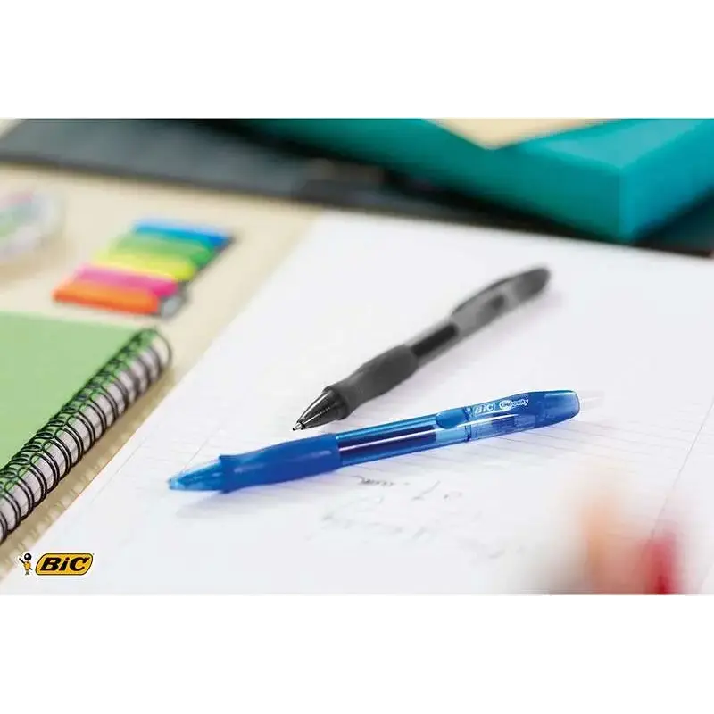 Bic Gel-ocity Original Boligrafo de Tinta Gel Retractil - Punta Media de 0.7mm - Recargable - Grip de Goma - Clip de Plastico -