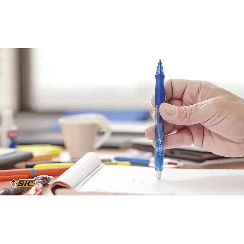 Bic Gel-ocity Original Boligrafo de Tinta Gel Retractil - Punta Media de 0.7mm - Recargable - Grip de Goma - Clip de Plastico -