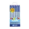 Carioca Fiorella Pack 5+1 Boligrafos Punta de Bola Ø 1mm - Cuerpo Transparente - Escritura Brillante y Colorida - Color Azul | A