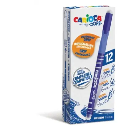 Carioca Oops Boligrafos Borrables - Tinta Termo Sensible - Empuñadura Ergonomica Triangular - Punta Ø 0.7mm - Doble Goma - Recam