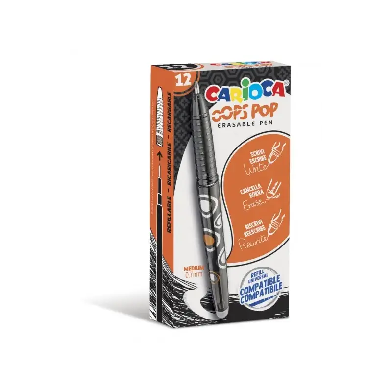 Carioca Oops Pop Boligrafos Borrables - Termo Sensible - Empuñadura Texturizada - Punta de Ø 0.7mm - Doble Goma - Recambios Comp