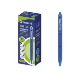 Bismark Boligrafo Borrable con Clip - Punta de 0.7 mm - Grip de Goma - Color Azul | Ahorro Imprimiendo