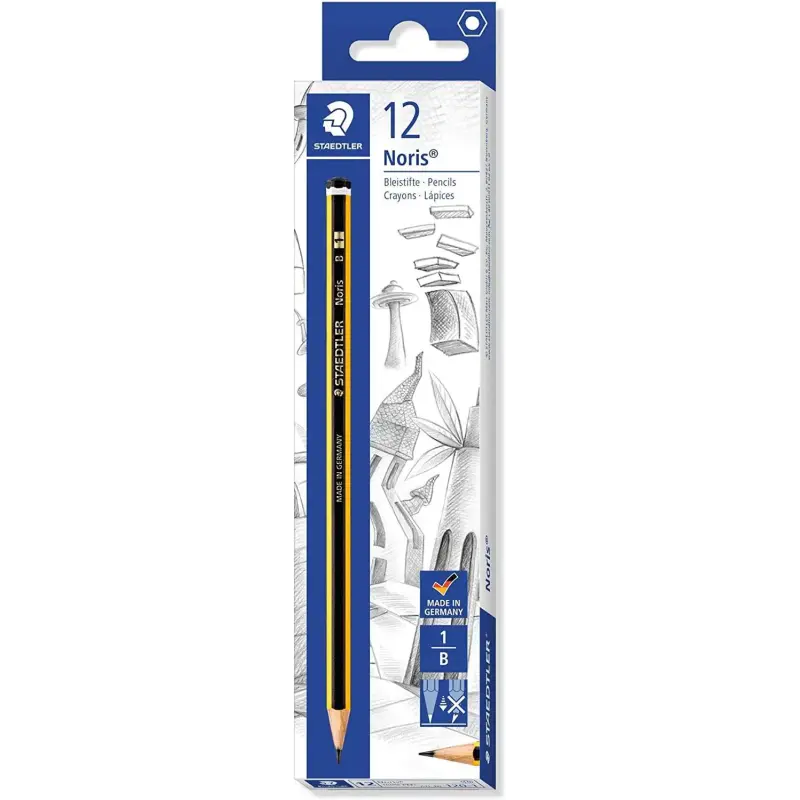Staedtler Noris 120-1 Lapiz de Grafito Hexagonal - Mina B - Resistencia a la Rotura - Madera de Bosques Sostenibles | Ahorro Imp