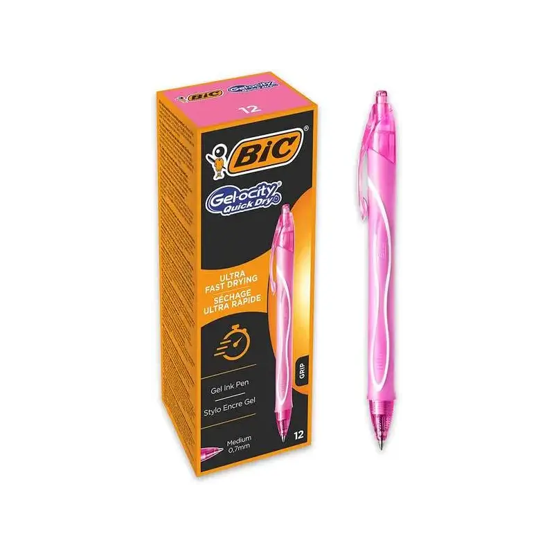 Bic Gel-Ocity Quick Dry Boligrafo Retractil - Punta Media de 0.7mm - Tinta de Gel - Secado Ultra Rapido - No Mancha el Papel - C