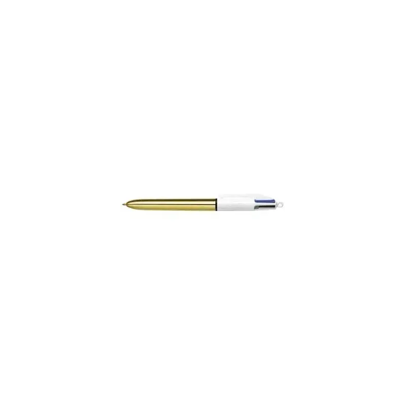 Bic 4 Colours Shine Boligrafo de Bola Retractil - Punta de 1mm - Trazo de 0.4mm - Tinta con Base de Aceite - Cuerpo Oro/Blanco -