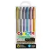 Carioca Fiorella Metallic Pack de 6 Boligrafos de Colores Tinta Gel - Punta de Bola 1mm - Cuerpo Transparente - Colores Metalico
