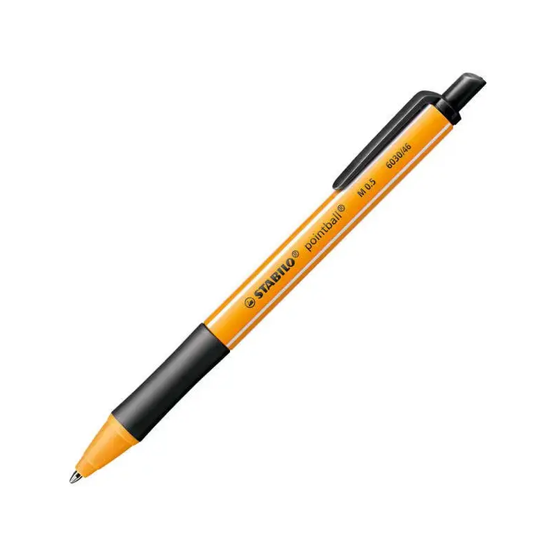 Stabilo Pointball Boligrafo Retractil - Punta de 1mm - Tinta con Base de Aceite - Recargable - 79% Plastico Reciclado - Grip Ant