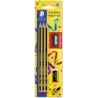 Staedtler Noris 120 Pack de 3 Lapices de Grafito Hexagonales + Goma de Borrar + Sacapuntas - Mina HB Ultrarresistente de 2mm - M