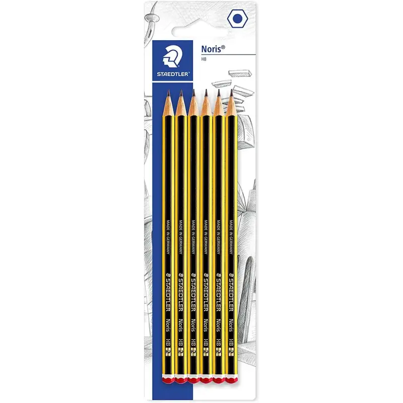 Staedtler Noris 120 Pack de 6 Lapices de Grafito Hexagonales HB - Resistencia a la Rotura - Madera de Bosques Sostenibles | Ahor