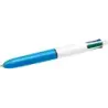 Bic 4 Colours Mini Boligrafo de Bola Retractil - Punta Media de 1mm - Trazo de 0.4mm - Tinta con Base de Aceite - Cuerpo Blanco/