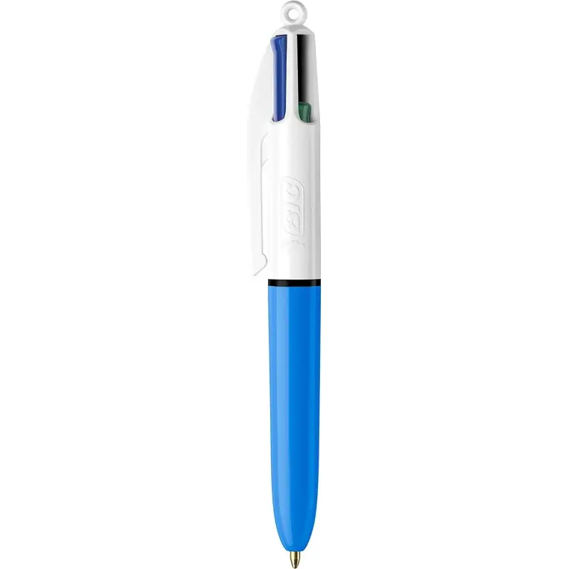 Bic 4 Colours Mini Boligrafo de Bola Retractil - Punta Media de 1mm - Trazo de 0.4mm - Tinta con Base de Aceite - Cuerpo Blanco/