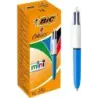 Bic 4 Colours Mini Boligrafo de Bola Retractil - Punta Media de 1mm - Trazo de 0.4mm - Tinta con Base de Aceite - Cuerpo Blanco/