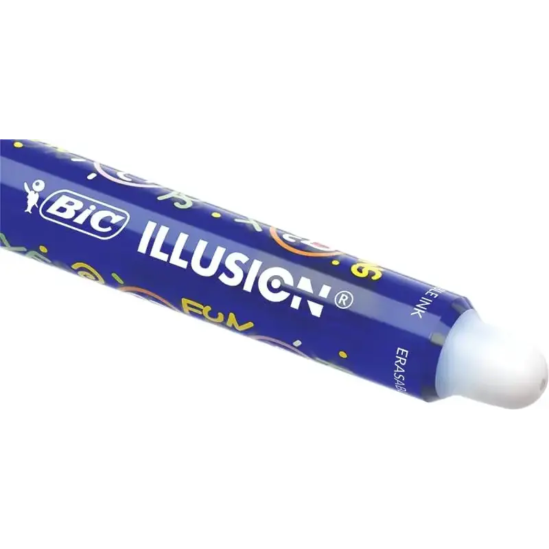 Bic Illusions Boligrafo Borrable - Punta Media de 0.7mm - Grip de Goma - Recargable - Color Azul | Ahorro Imprimiendo