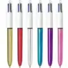 Bic 4 Colours Shine Boligrafo de Bola Retractil - Punta Media de 1.0 mm - Tinta con Base de Aceite - Diseño Metalizado en Colore