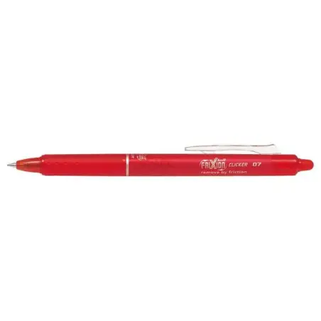 Pilot Frixion Clicker Boligrafo de Gel Borrable Retractil - Punta de Bola 0.7mm - Trazo 0.4mm - Grip Ergonomico - Color Rojo | A