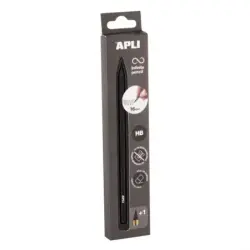 Apli Infinite Pencil Pack de Lapiz Infinito HB + Mina de Recambio + Tapon Protector - Para Escribir hasta 16km - Color Negro | A