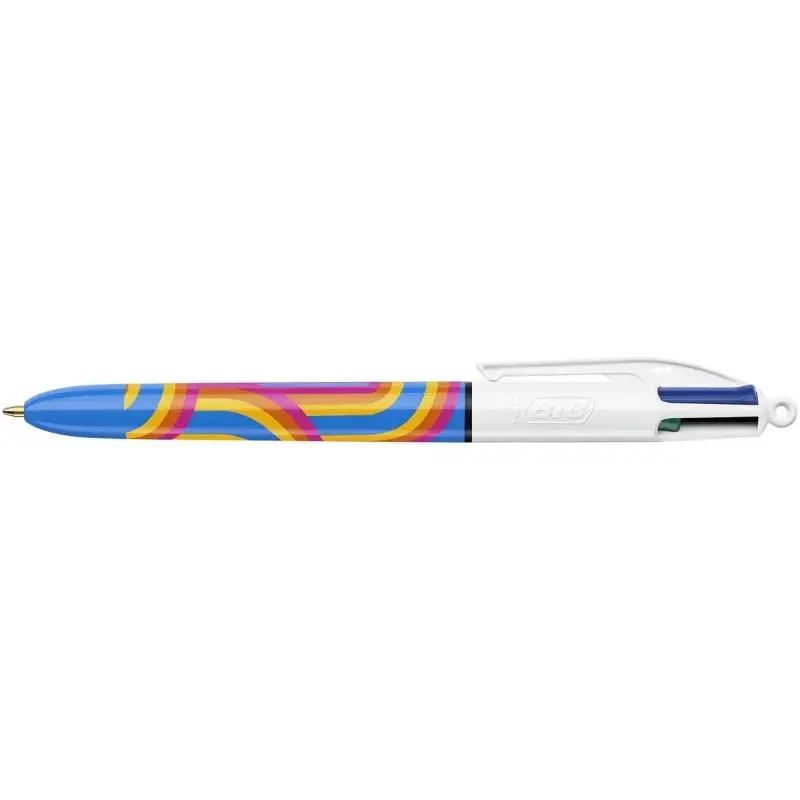 Bic 4 Colours Decors Lines Boligrafo de Bola Retractil - Punta Media de 1.0mm - Tinta con Base de Aceite - 4 Colores | Ahorro Im