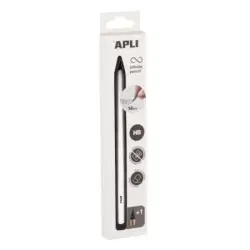 Apli Infinite Pencil Pack de Lapiz Infinito HB + Mina de Recambio + Tapon Protector - Para Escribir hasta 16km - Color Blanco |