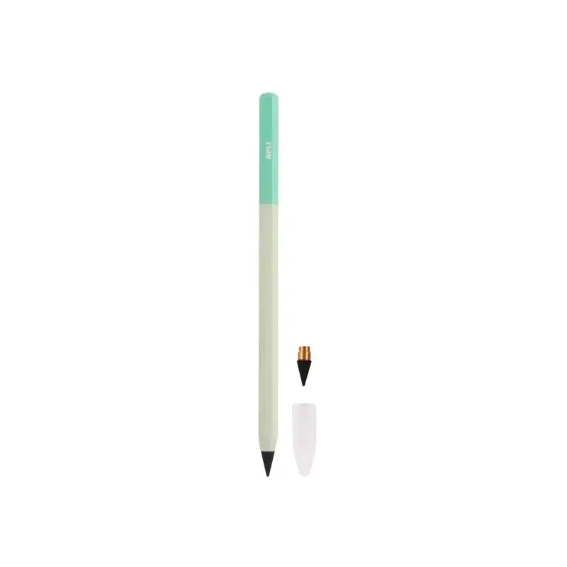 Apli Infinite Pencil Nordik Pack de Lapiz Infinito HB + Mina de Recambio + Tapon Protector - Para Escribir hasta 16km - Color Ve