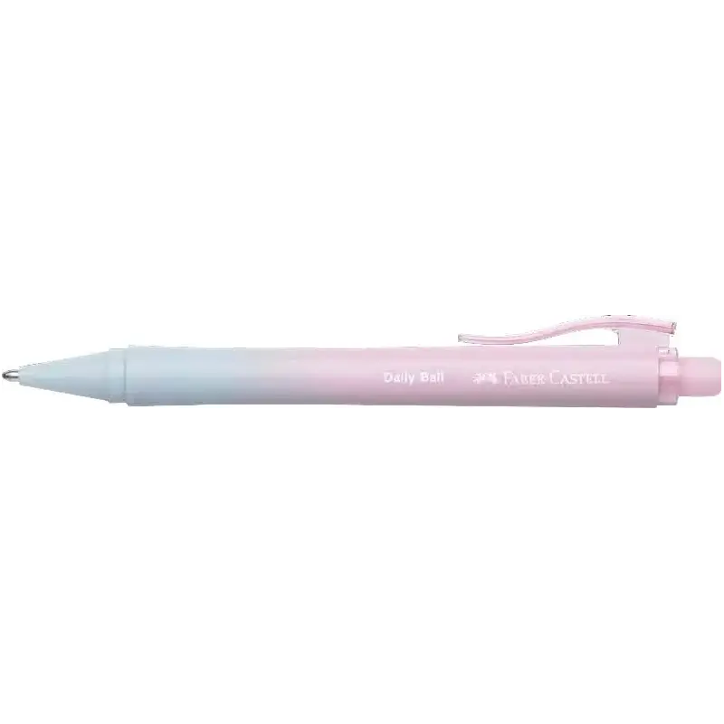 Faber-Castell Daily Ball Flow Edition Blushing Sky Boligrafo Retractil XB - Atractivo Diseño - Tinta Azul Indeleble - Color Rosa