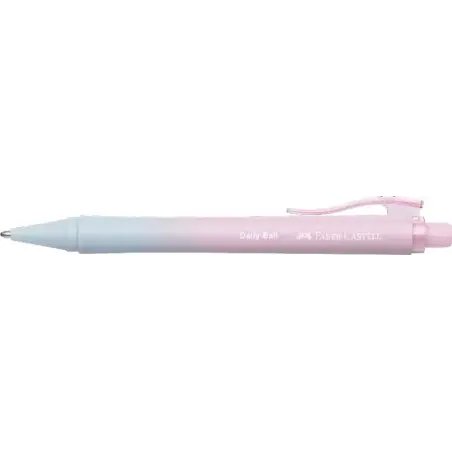 Faber-Castell Daily Ball Flow Edition Blushing Sky Boligrafo Retractil XB - Atractivo Diseño - Tinta Azul Indeleble - Color Rosa