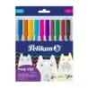 Pelikan Hang Stick Pack de 10 Boligrafos de Bola - Trazo de 0.7mm - Capuchon Antiasfixia - Cuerpo Triangular Ergonomico - Gancho