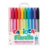 Carioca Fiorella Pack de 10 Boligrafos de Colores Tinta Gel - Punta de Bola 1mm - Cuerpo Transparente Fluo - Colores Surtidos |