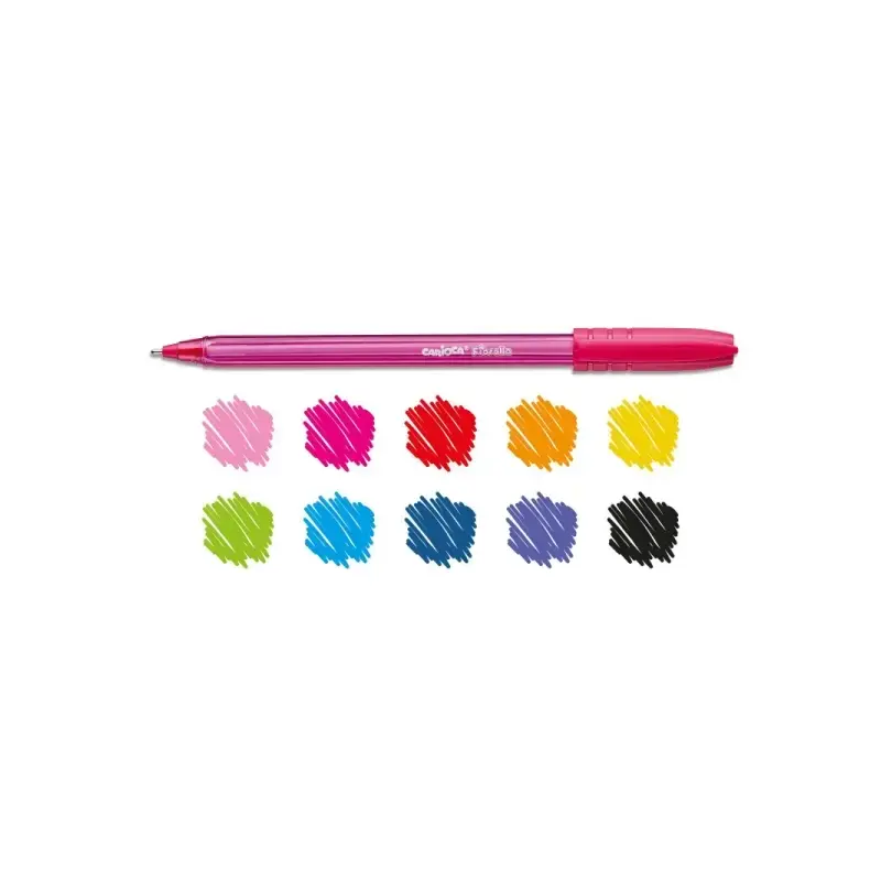 Carioca Fiorella Pack de 10 Boligrafos de Colores Tinta Gel - Punta de Bola 1mm - Cuerpo Transparente Fluo - Colores Surtidos |