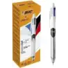 Bic 4 Colours 3+1 Boligrafo y Portaminas Retractil - Punta Media de 1mm - Mina HB 0.7mm - Cuerpo Ancho con Grip - Goma de Borrar