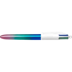 Bic 4 Colours Gradient Boligrafo de Bola Retractil - Punta Media de 1.0mm - Tinta con Base de Aceite - Cuerpo Blanco/Degradado T