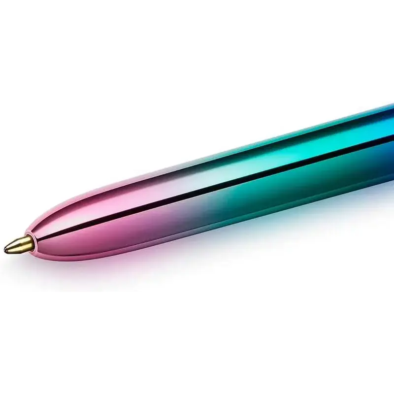 Bic 4 Colours Gradient Boligrafo de Bola Retractil - Punta Media de 1.0mm - Tinta con Base de Aceite - Cuerpo Blanco/Degradado T