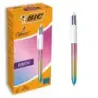 Bic 4 Colours Gradient Boligrafo de Bola Retractil - Punta Media de 1.0mm - Tinta con Base de Aceite - Cuerpo Blanco/Degradado T