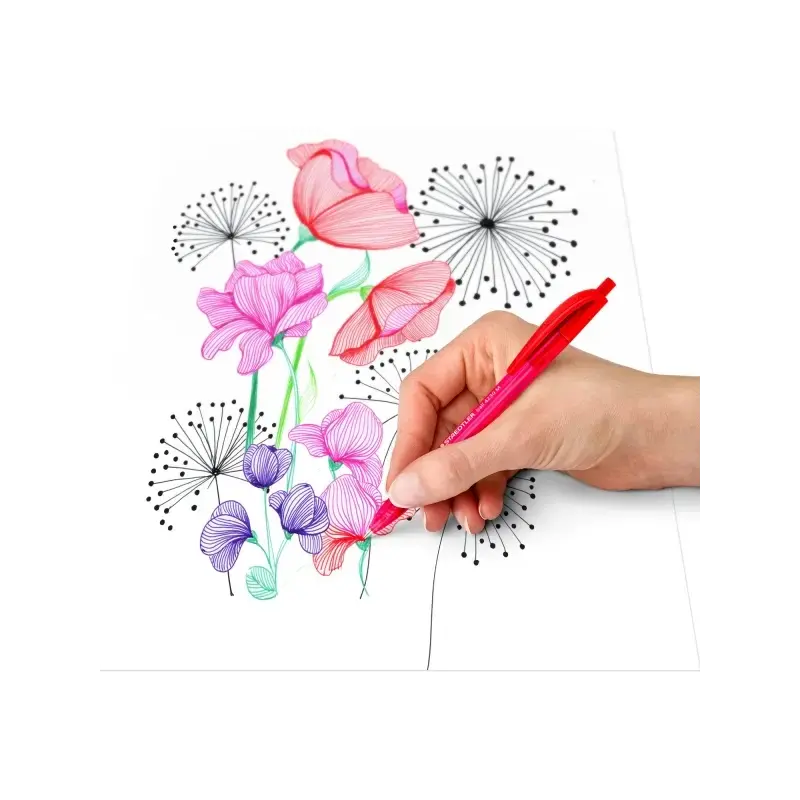 Staedtler 4230 M Pack con 8 Boligrafos Retractiles - Punta 1mm - Ancho de Linea Medio - Diseño Triangular - Colores Surtidos | A