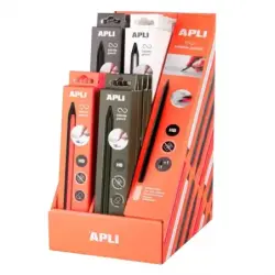 Apli Infinite Pencil Neon Expositor con 20 Packs de Lapiz Infinito HB + Mina de Recambio + Tapon Protector - Para Escribir hasta