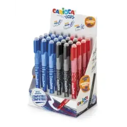 Carioca Oops Expositor de 24 Boligrafos Borrables - Tinta Termo Sensible - Empuñadura Ergonomica Triangular - Punta de Ø 0.7mm -