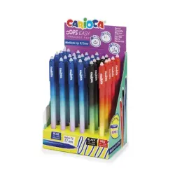 Carioca Oops Easy Expositor de 30 Boligrafos Borrables - Tinta Termo Sensible - Cuerpo con Efecto Degradado - Punta de 0.7mm - D