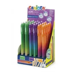 Pack Carioca Oops Easy Expositor de 30 Boligrafos Borrables - Tinta Termo Sensible - Cuerpo con Efecto Degradado - Punta de Ø 0.