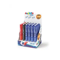 Carioca Oops Expositor de 24 Boligrafos Borrables Retractiles - Tinta Termo Sensible - Empuñadura Ergonomica Triangular - Punta
