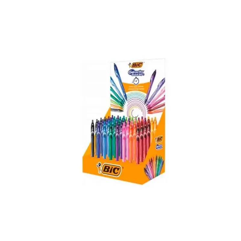Bic Gel-Ocity Quick Dry Expositor de 48 Boligrafos Retractiles - Grip de Goma - Punta Media de 0.7mm - Secado Ultra Rapido - No