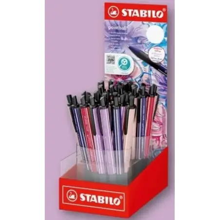 Stabilo Pointball Naturecolors Wildflower Expositor con 38 Boligrafos Retractiles - Trazo 0.5mm - Hechos con 87% Bioplastico - G