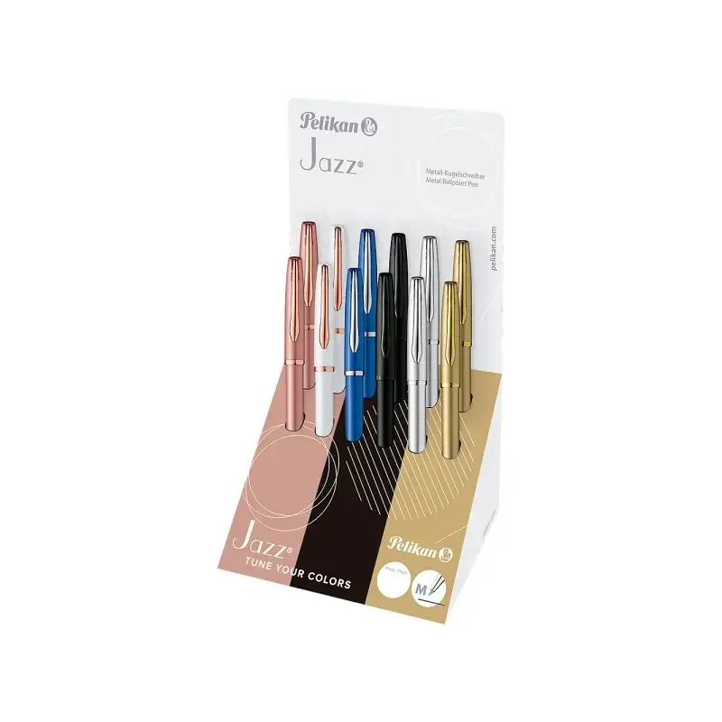 Pelikan Sfera Jazz Noble Elegance Expositor con 12 Boligrafos con Mecanismo de Giro - Punta Media - Diseño Elegante y Sofisticad