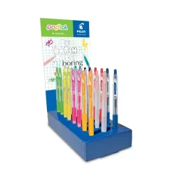 Pilot Pop Lol Expositor de 24 Boligrafos de Tinta Gel Retractiles - Punta 0.7mm - Trazo 0.32mm - Grip de Agarre - Colores Surtid