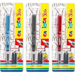 Carioca Pack de 1 Pluma Estilografica + 2 Cartuchos - Cartuchos Estandar de Tinta Azul - Escritura Suave y Precisa - Colores del
