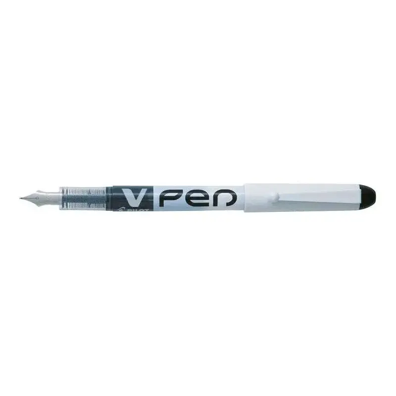 Pilot Pluma Estilografica V-Pen Desechable Tinta Liquida - Punta de Acero - Trazo de 0.5mm - Color Negro | Ahorro Imprimiendo