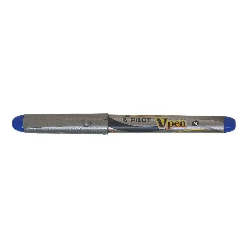 Pilot Pluma Estilografica V-Pen Silver - Desechable - Tinta Liquida - Punta de Acero - Trazo de 0.5mm - Color Azul | Ahorro Impr