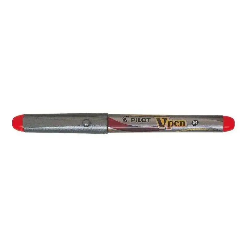 Pilot Pluma Estilografica V-Pen Silver - Desechable - Tinta Liquida - Punta de Acero - Trazo de 0.5mm - Color Rojo | Ahorro Impr