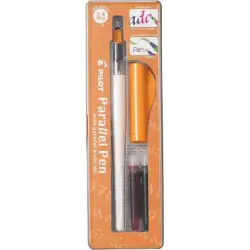 Pilot Pack de Pluma Estilografica Parallel Pen 2.4mm - Punta de Acero - Trazo de 2.4mm - 2 Recargas - Color Negro/Rojo | Ahorro