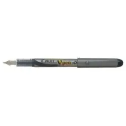 Pilot Pluma Estilografica V-Pen Silver - Desechable - Tinta Liquida - Punta de Acero - Trazo de 0.5mm - Color Negro | Ahorro Imp